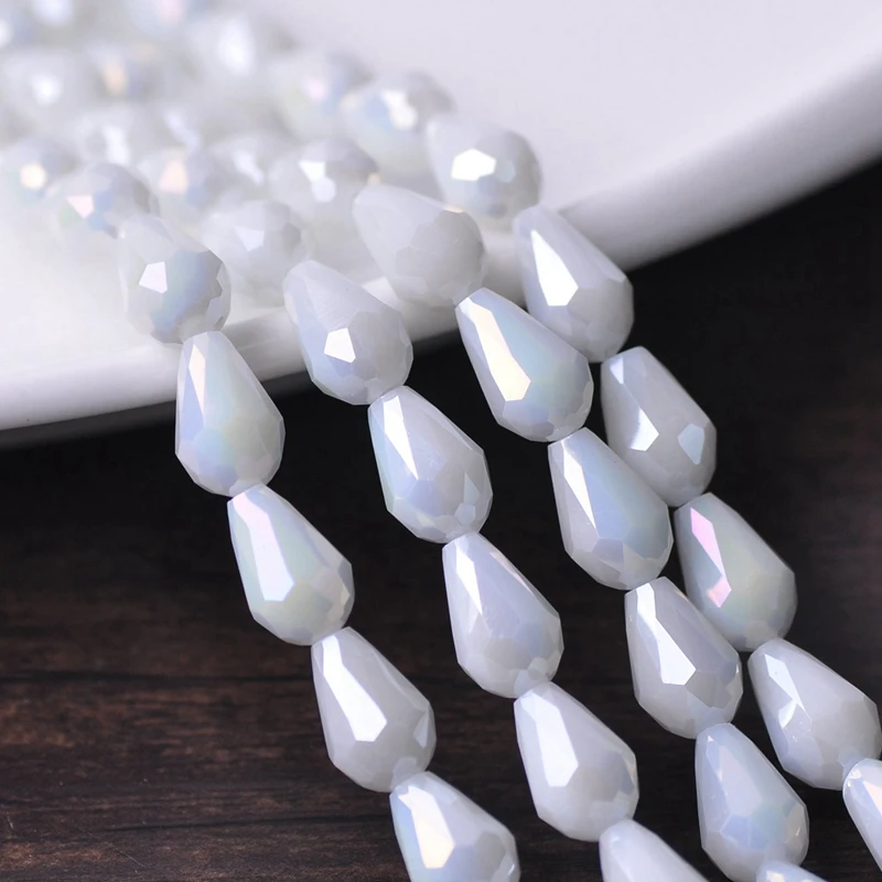 Teardrop Pear Shape Faceted AB Plated Crystal Glass 5x3 7x5 12x8mm 15x10mm 18x12mm Loose Crafts Beads for Jewelry Making DIY