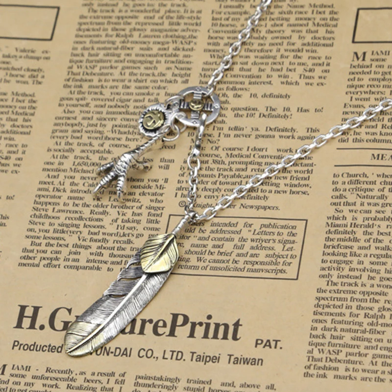 S925 Sterling Silver Jewelry Takahashi Goro Thai Silver Feather Eagle Claw Simple Sweater Necklace - view 6