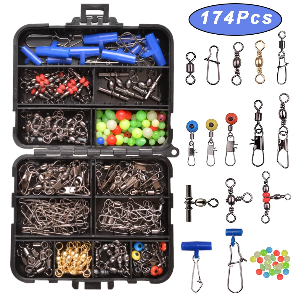 

174 шт./кор. Рыбалка шарнирные аксессуары принадлежностей для карпфишинга в том числе бочка роликовых вертлюгов защелками грузило, высокое качество шлепанцы без задника с открытыми пальцами бусины Duo замок защелки