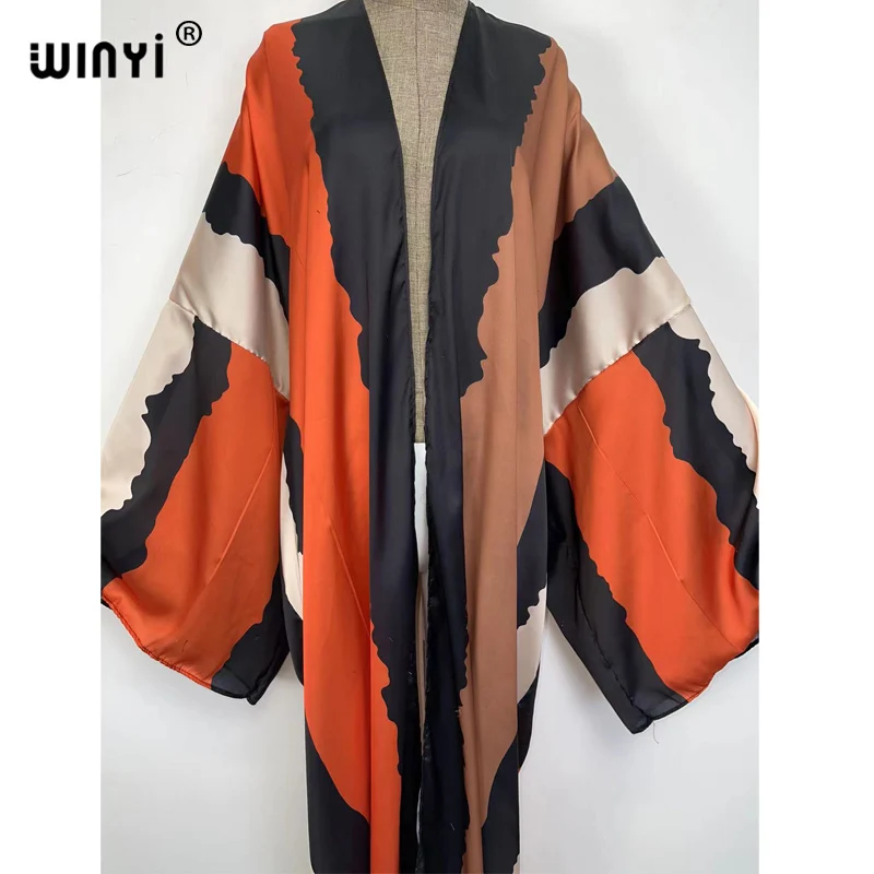 WINYI-Vestido largo holgado estilo kimono para mujer, cárdigan bohemio con manga de murciélago para fiesta de cóctel, vacaciones en la playa, 2022