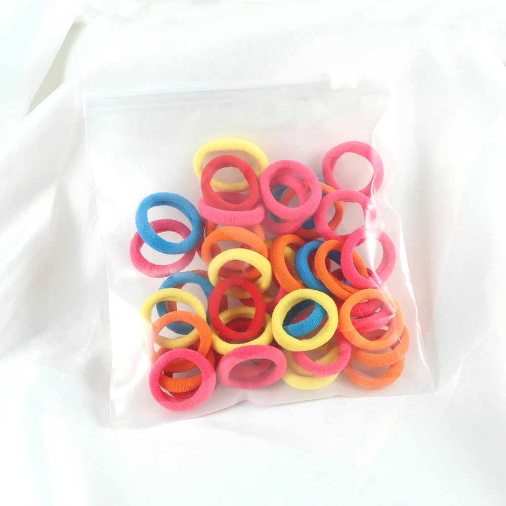 100pcs/Set Rainbow Fluorescent Color Hair Rope Cute Kids Girls Colorful Nylon Small Elastic Hair Bands Ponytail Holder Scrunchie