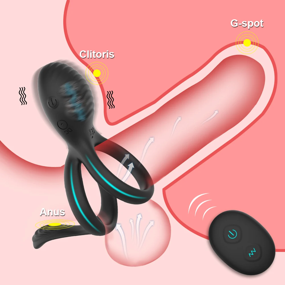 Wireless Remote Control Cockring Vibrator Clitoris Stimulation Sleeve for Penis Ring  Sex Toys for Men Male Chastity Cock Rings