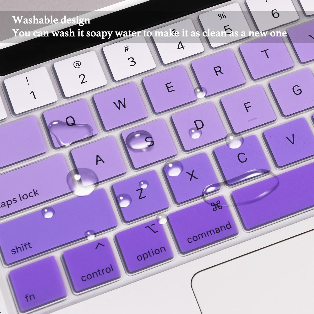 EU Spanish Version Keyboard Cover Skin Protector for MacBook Pro 13 inch 2020 M1 A2338 A2289 A2251 Touch Bar Gradient Color