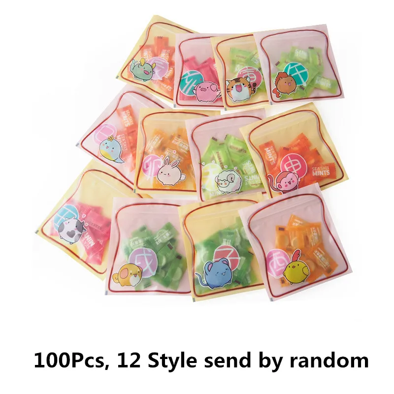 

100Pcs/lot Zodiac 12 Style Cartoon Animal Ziplock Sealed Bags Candy Biscuit Food Earring Jewelry Gift Packaging