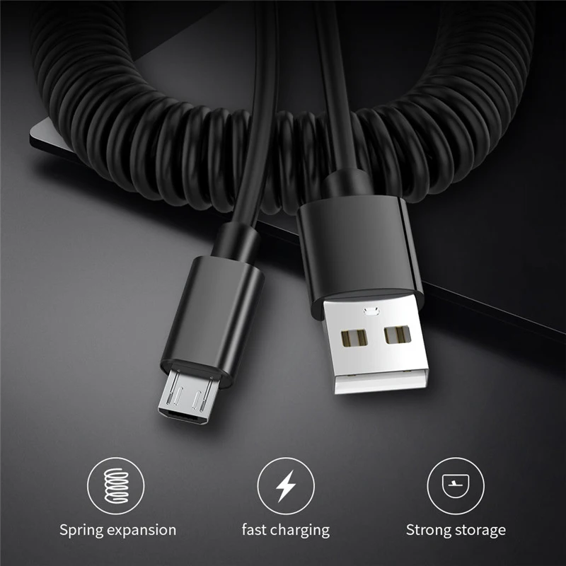 2024 New Spring USB Cable USB to Type C Micro USB Type-C 2.4A Fast Charging Data Cable For Samsung Huawei Xiaomi For All Phones