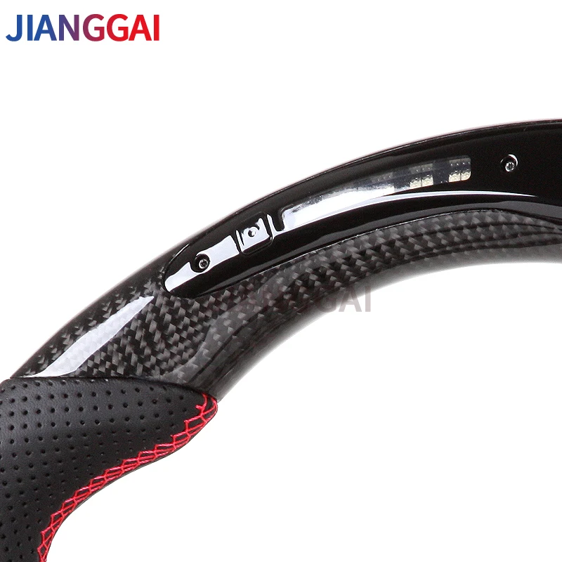 Carbon Fiber Steering Wheel For Ford Mustang 2015 2016 2017 2018 2019 2020 2021 2022 2023 LED Racing Steering Wheel Leather