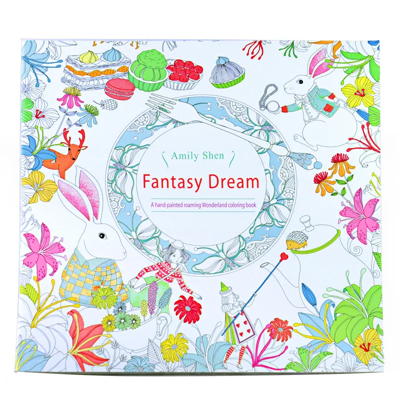 24 Pages Fantasy Dream English Edition Coloring Book for Children Adult kawaii Relieve Stress Kill Time Painting Drawing Book