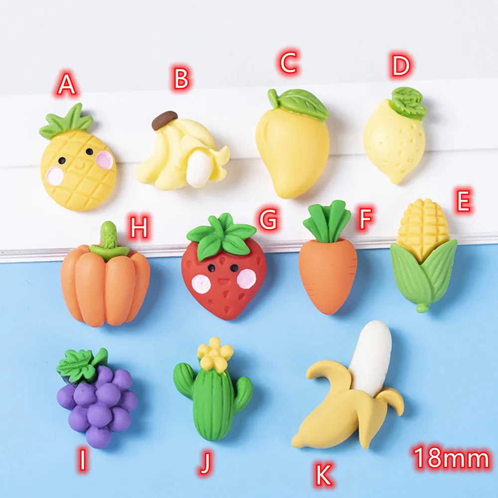 

Cabochons Fruits Resin Flatback Cabochon Embellishment Accessories 20pcs cute Banana Corn Grape Carrot Fruit Foods DIY Craft