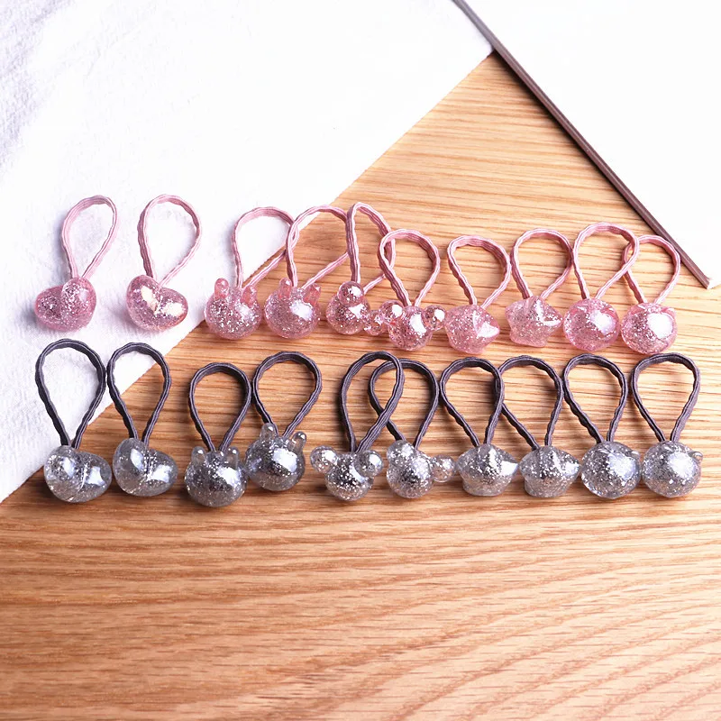 1 Set Cute Girls Rubber Bands Elastic Hair Bands For Baby Handmade Acrylic Colorful Geometric Ball Hair Gum Headband Headdress