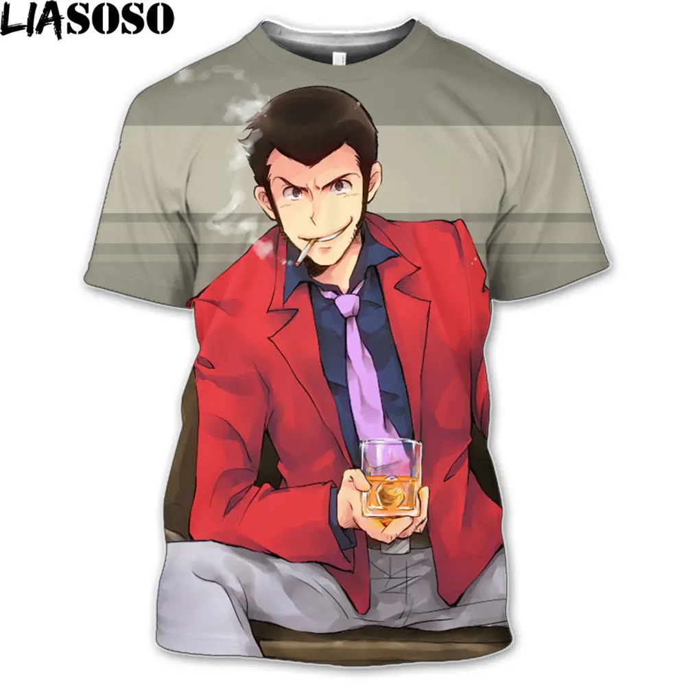 LIASOSO Lupin III Anime 3D Print Casual Shirt Men Women Streetwear Sweatshirt Fashion Hip Hop Loose Oversized Tshirt Kids Top