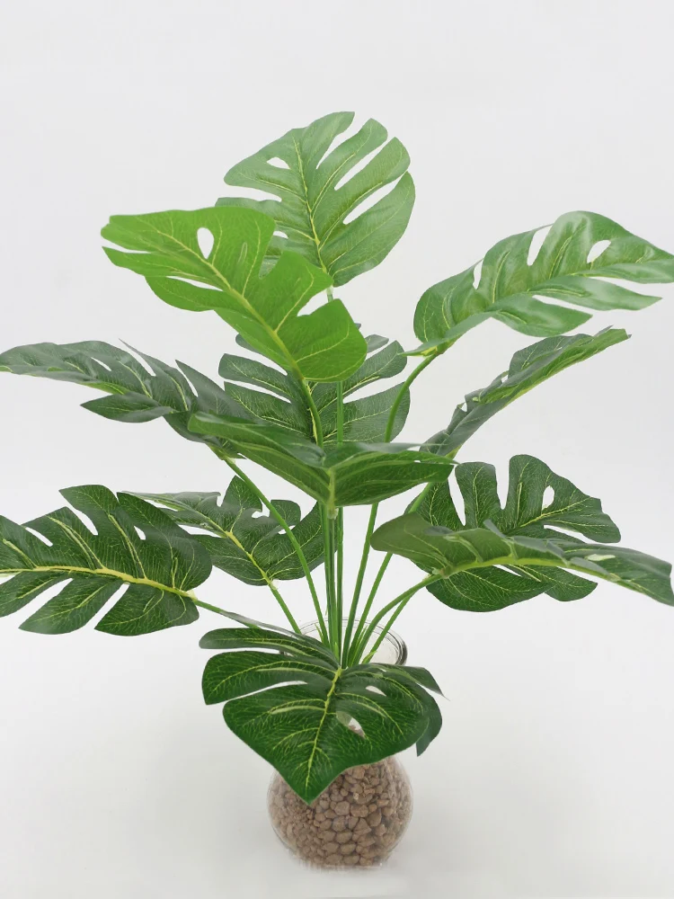 Artificial Plants Green Palm Leaves Monstera Home Garden Living Room Bedroom Balcony Decoration Tropical Plastic Fake Plant Long