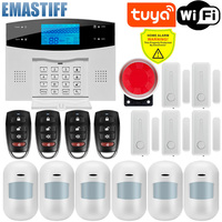 Wireless WIFI GSM Home Security Alarm System For Tuya Smart Life APP With Motion Sensor Detector Compatible With Alexa & Google