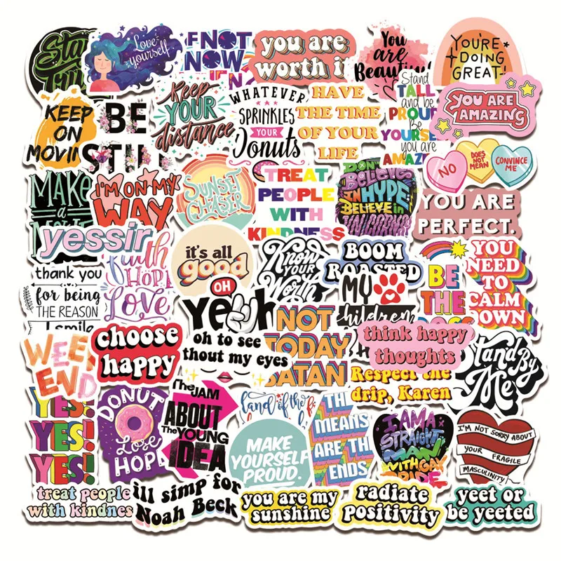 10/50pcs Colorful Motivational Phrases Stickers Kid Inspiring Positive Sticker DIY Laptop Study Room Scrapbooking Graffiti Decal