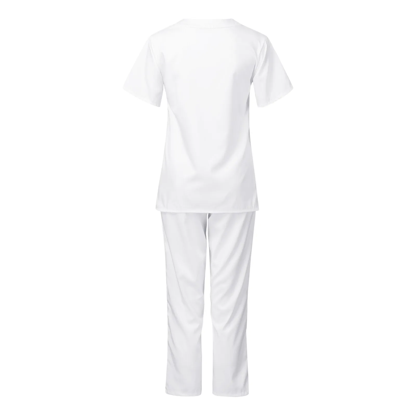 Dames Tweedelige Pak Set Scrubs Verpleegkundige Uniform Sets Tops Broek V-Hals Sneldrogende Pakken Met Korte Mouwen En Stevig Werkend Uniform