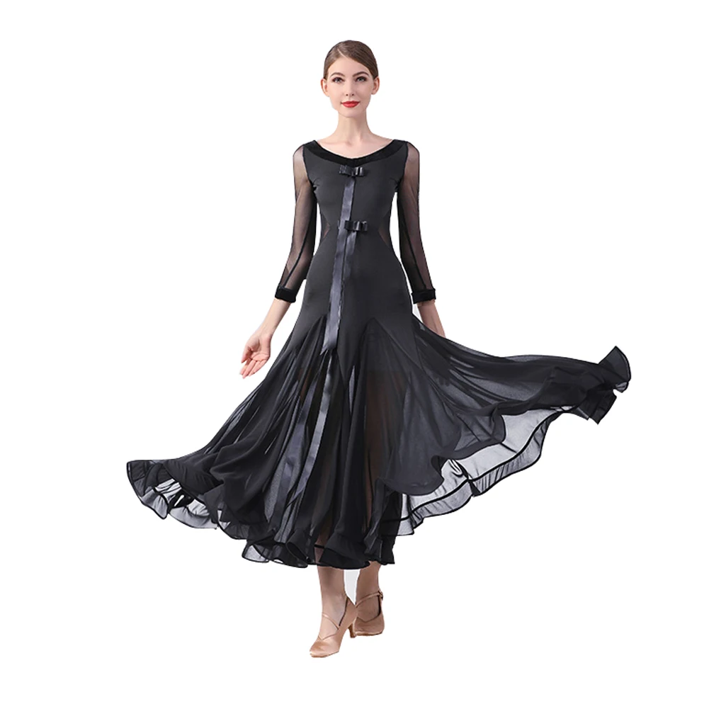 

Modern Dance Dress Long Sleeve Ballroom Dance Costume National Standard Dance Dress Waltz Dress Performance Clothing For Women