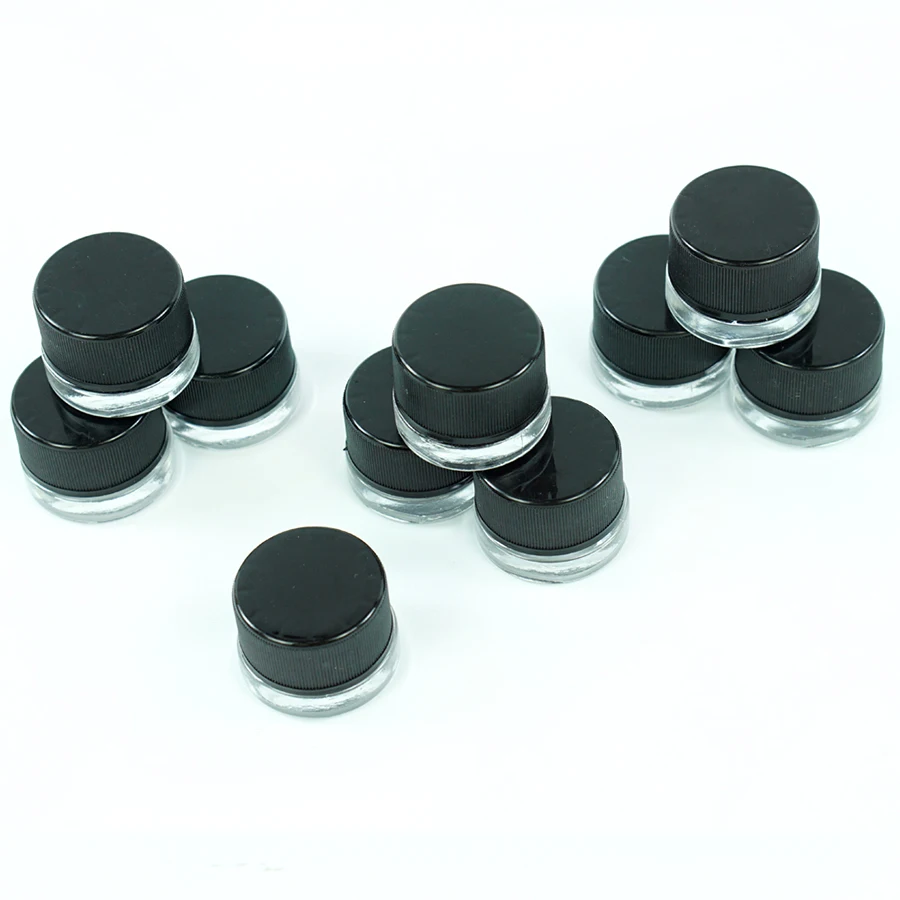 Small Glass Jar with Plastic Lid, Black Ointment Storage Containers, Home Use Small Box, 5ml, 5Pcs