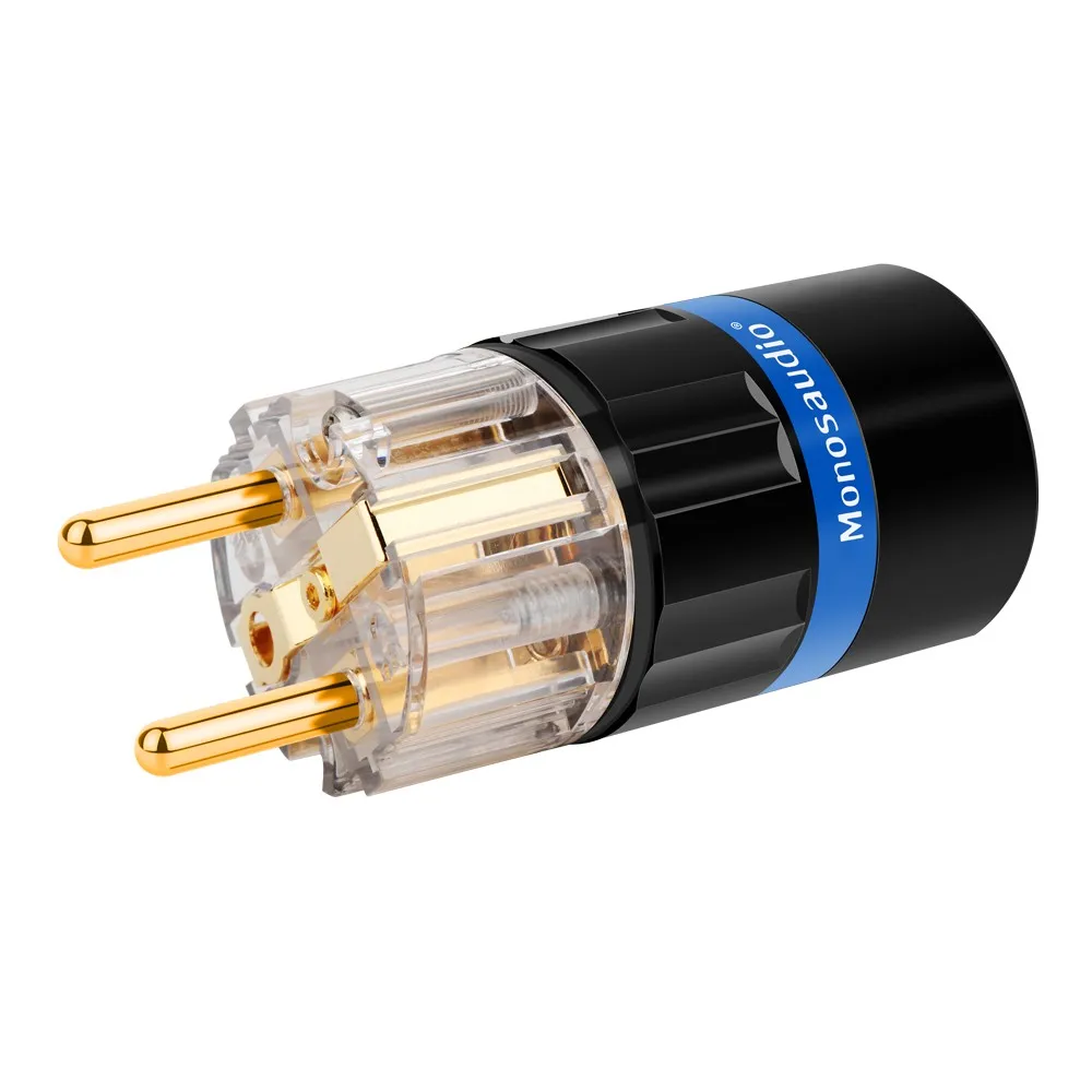 Monosaudio plugue de alimentação ac de rede ue schuko conectores de cabo de alimentação de áudio hifi cobre puro prata ouro banhado a ródio e104/105 1 peça