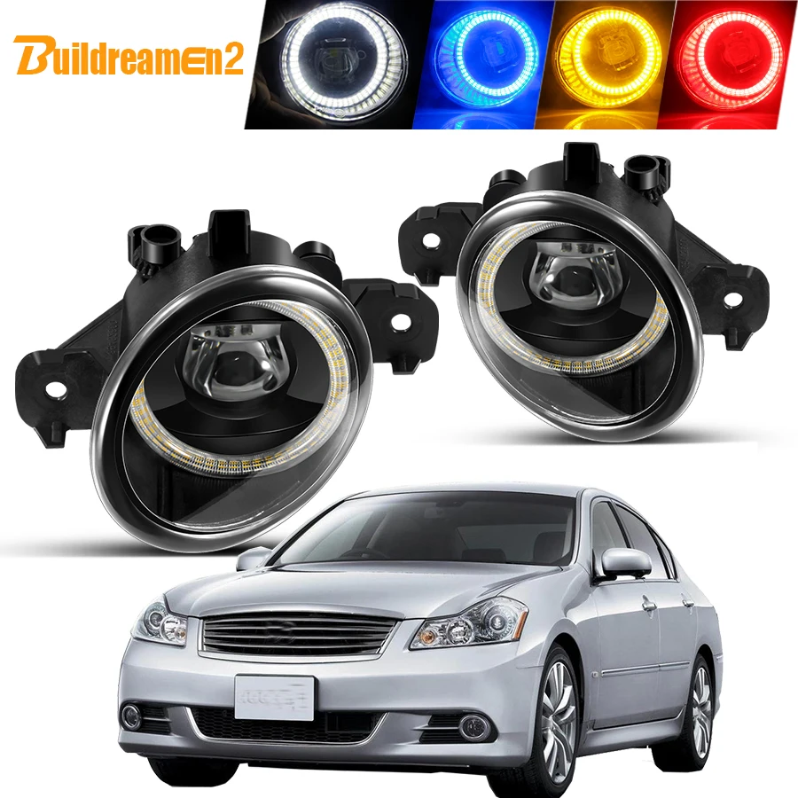 

2 Pieces Angel Eye Fog Light Assembly 40W 4000LM Car LED Lens Fog Daytime Running Lamp DRL H11 12V For Nissan Fuga Y50 2004-2009