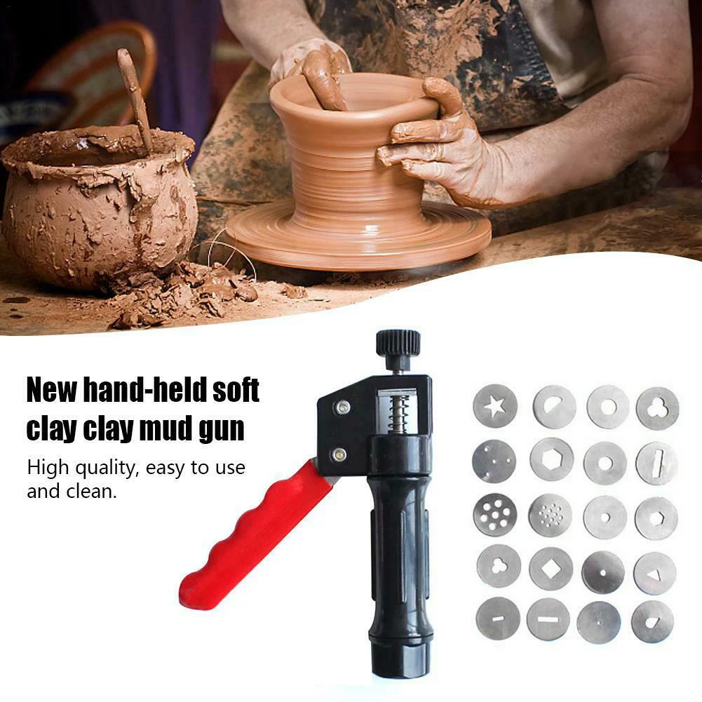 

Clay Extruder Hand-held Soft Clay Mud Squeezer with 20 Different Nozzles Biscuit Cake Decorating Tools