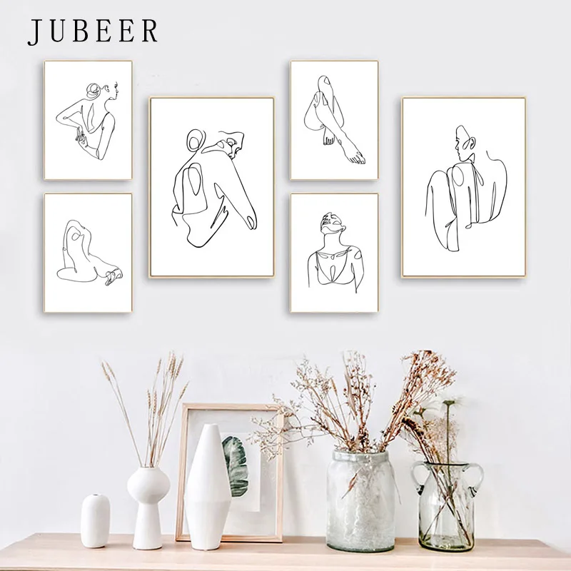 Line Body Art Posters and Prints Woman Canvas Painting Abstract Poster Minimalist Prints Nordic Wall Pictures Living Room Decor