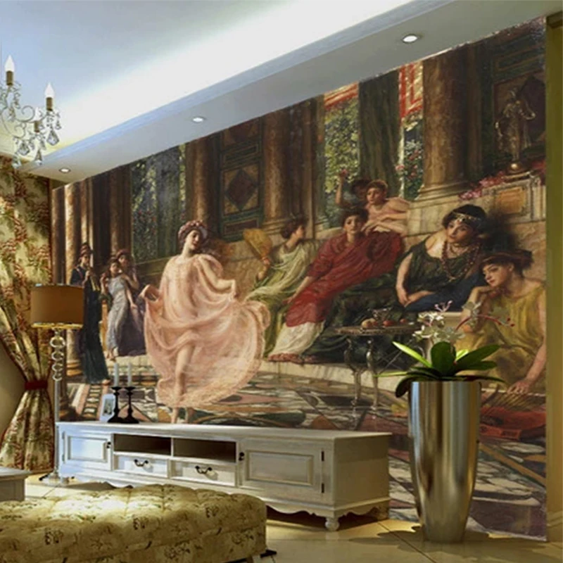 Custom Mural Wallpaper European Style Palace Figure Oil Painting Fresco Restaurant Hotel Living Room Background Wall 3D Tapety