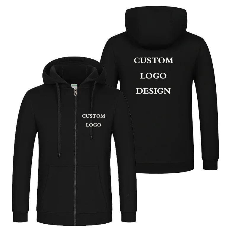 Autumn Winter Custom Logo Design Men & Women Hooded Jacket Korea Style DIY Printing Zipper Coat  Unisex Outdoor Jackets