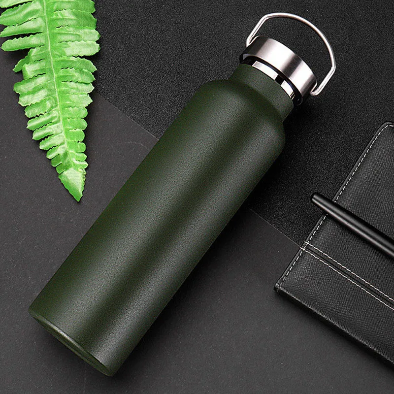 600ml Large Capacity Sports Water Bottle Portable Design Stainless Steel Thermos Bottle Vacuum Flasks