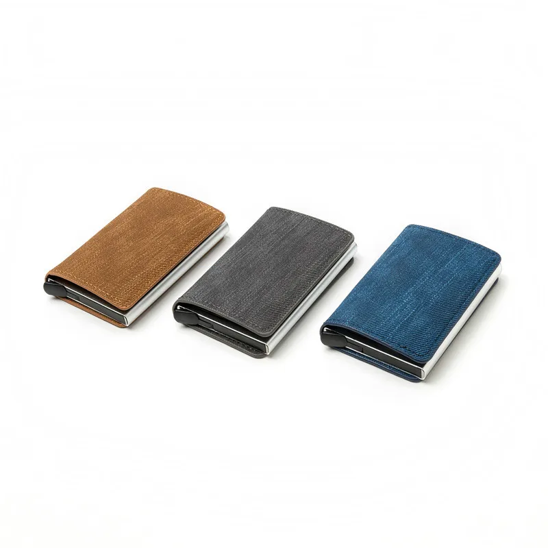 Taihaole Anti-theft Clutch Single Box Men Women Wallet 2020 New RFID Blocking Card Holder Denim Business Pop-up Metal ID Case