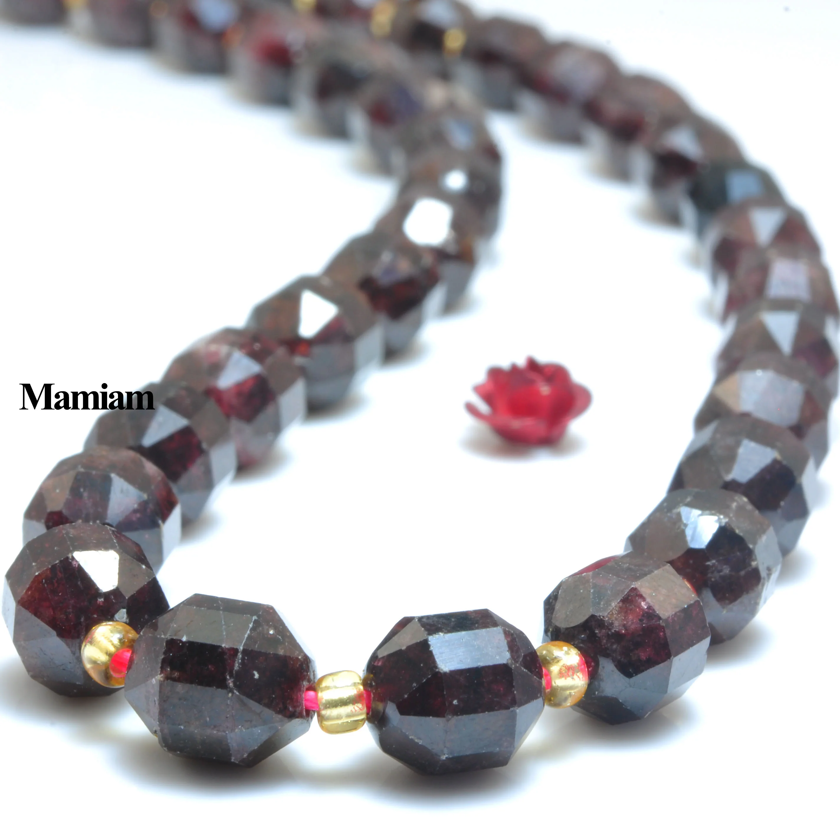 

Mamiam Natural Red Garnet Faceted Cylinder Charm Beads 7x8mm Loose Stone Diy Bracelet Necklace Jewelry Making Gift Design