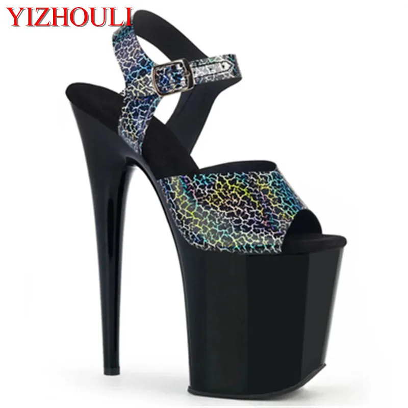 

20CM mini lightning pattern uppers sexy super high heel waterproof platform heels/super high heel nightclub pole dancing sandals