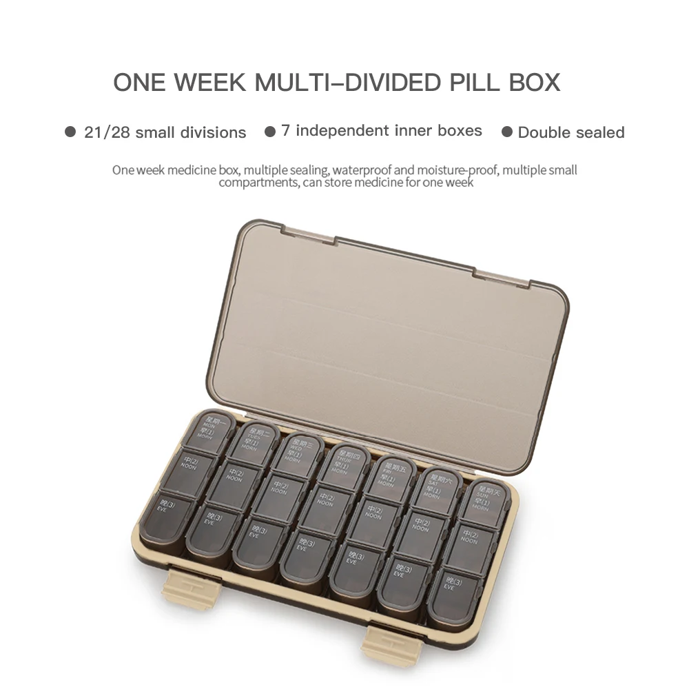 21/28 Grids Medicine Pills Boxes for Tablets 7 Days Travel Storage Organizer Case Secret Box Health Product Drug Accessories