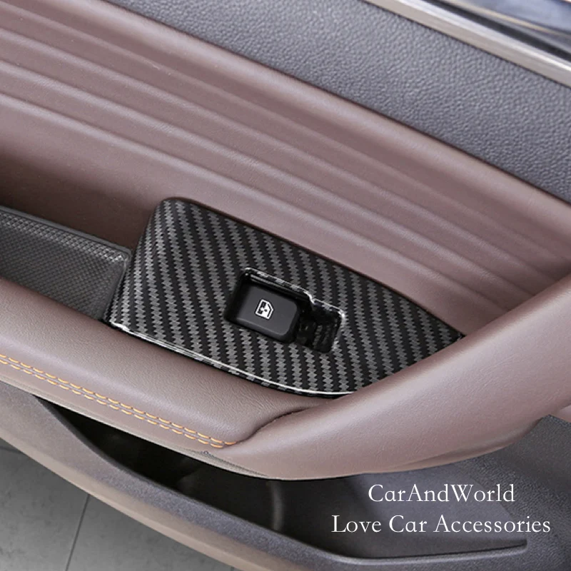 For Changan cs35 plus 2018-2020 Door Window Switch Cover Interior Armrest Glass Lift Panel Trims Carbon Fibre Car Accessories