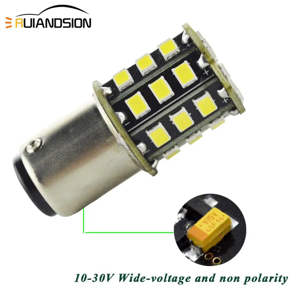 2Pcs 0.35A Auto LED 1157 BAY15D P21/5W BAZ15D 4W White/Red/Yellow 12V 24V P21/4W Car light 2835 33SMD Non-polarity Dual function