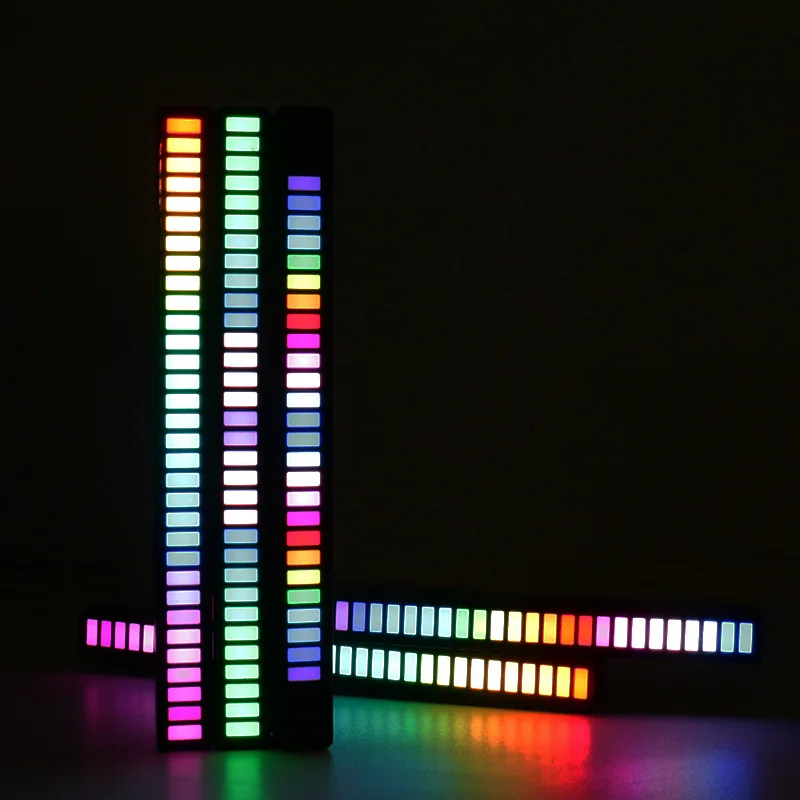 Rechargeable LED Strip Light Sound Control Pickup Rhythm Music Desktop Atmosphere RGB Light Bar Colorful Lamp for Car Decoration