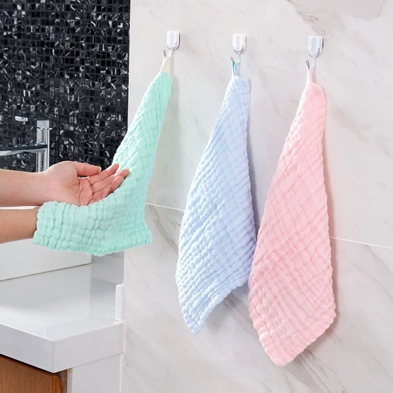 5pcs/set 30*30CM Baby Face Hand Towel 100% Cotton Gauze 6 Layers Infant Wash Cloth Saliva Towel Toddler Face Towel