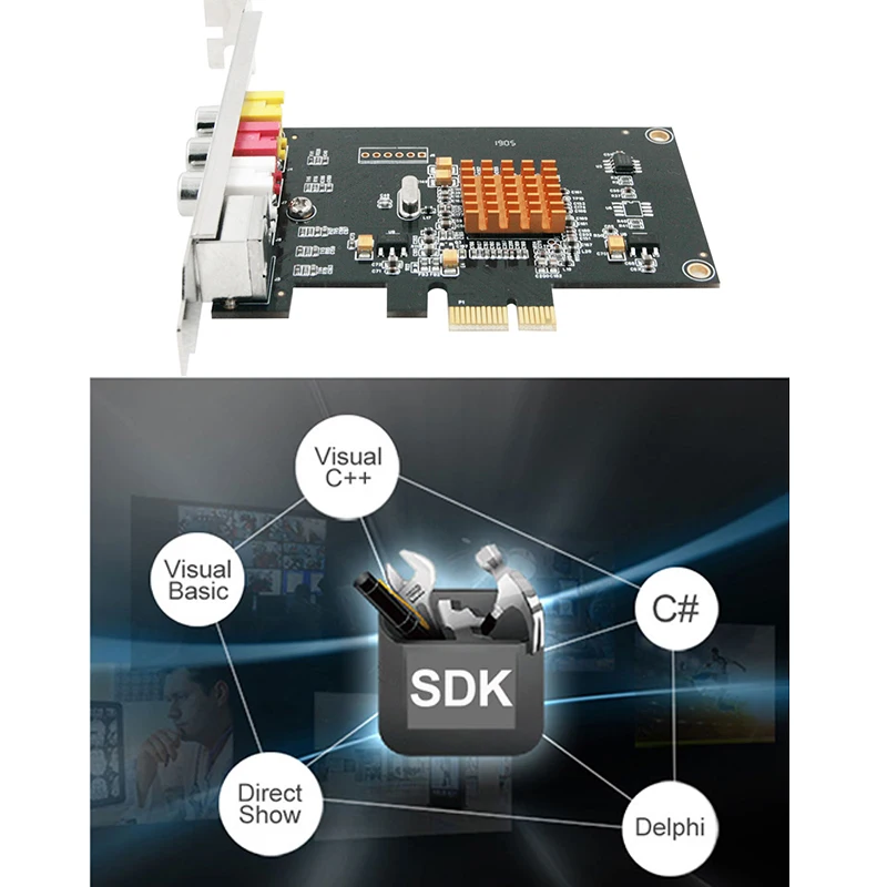 LX725 SD 768x576 Video Capture Card With SDK DV Camera TV Box  Magnetic Tape PCI-E Converter Support Windows XP 7 8 10