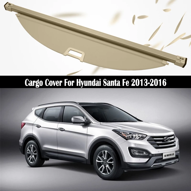 

Rear Trunk Cargo Cover For Hyundai Santa Fe 2013-2016 Security Shield Rear Luggage Curtain Partition Privacy Car Accessories