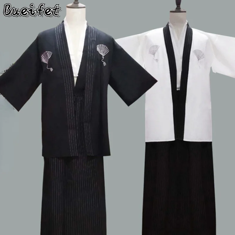 Japones Kimono Man Japanese Yukata Traditional Dress Vintage Male Yukata Stage Dance Costumes Samurai Clothing Asian Clothes