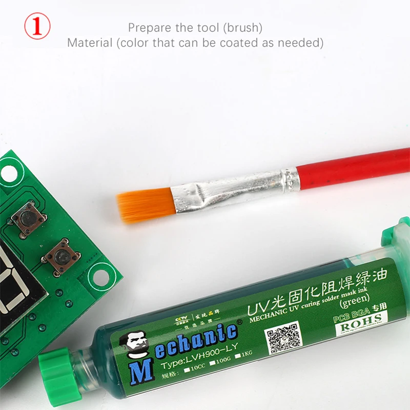 メカニックUV溶接マスクインク、腐食防止、溶接オイル、bga PCB回路ボードペイント、黒、青、緑、赤、黄色、白