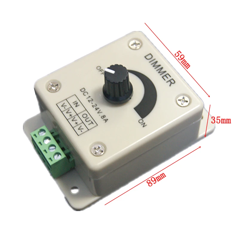 LED Dimmer Switch DC12V/24V 8A Adjustable Brightness LED Strip Driver Single Color Light Adjustable Brightness Controller