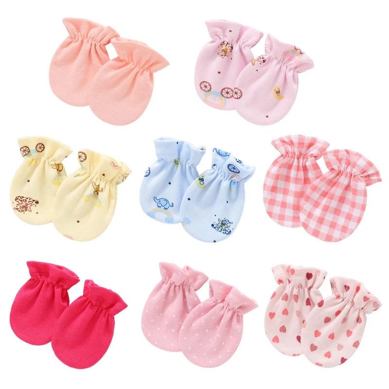 Gants paires/ensemble coton doux pour bébé 0-5M, Protection faciale anti-rayures, mitaines pour nouveau-né, fournitures pour Protection des mains