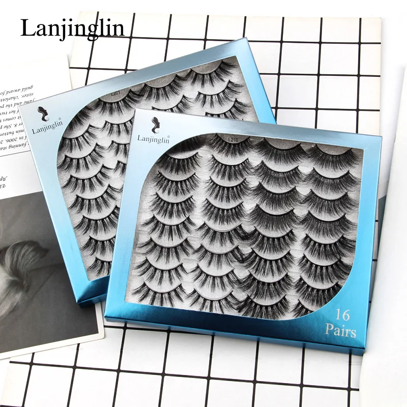 False Eyelashes 3/5/16 Pairs Natural 3D Mink Lashes Wispy Fluffy Multipack Fake Lashes Thick Long Makeup Extension Faux Cils