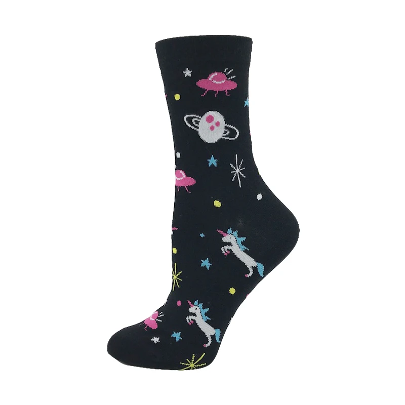 VPM Colorful Cotton Women\'s Socks Harajuku Kawaii Novelty Cute Cartoon Funny Icecream Cat Rainbow Unicorn Skull Dino Sock Gifts