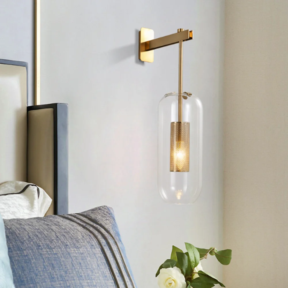 Vadim Wall Lamp Post-modern Gold industrial sconce for Bathroom Bedroom Mirror Nordic Home Decor E14 glass wall lamp