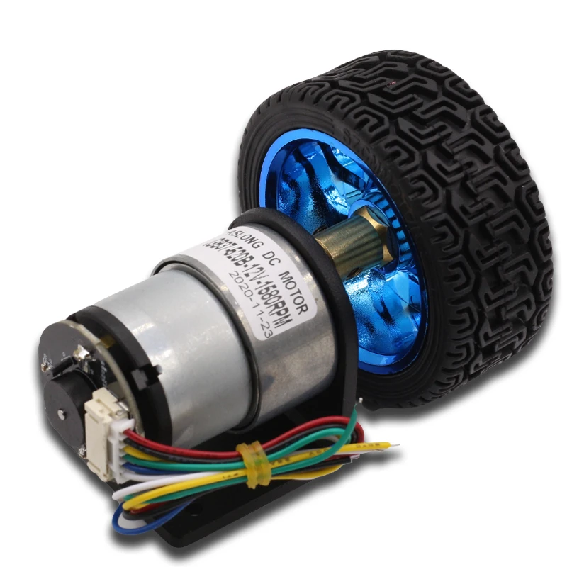 Hall Encoder DC Motor JGB37-520BTC 11PPR 6V 12V Deceleration Smart Car Set 65MM Wheel Bracket 7-1600RPM