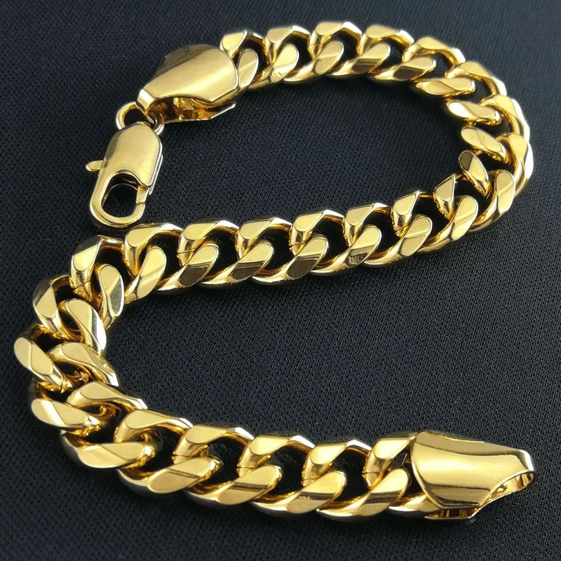 Yellow Gold  Color Noble Mens Bracelet Chain Gift Jewelry b163