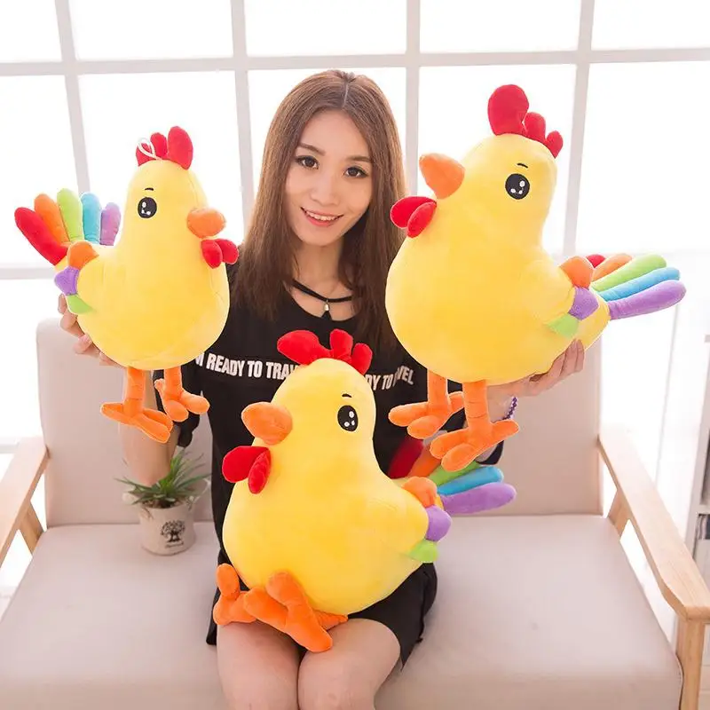 2022 New colorful chick doll plush toy large rooster doll cute child baby pillow pillow birthday gift