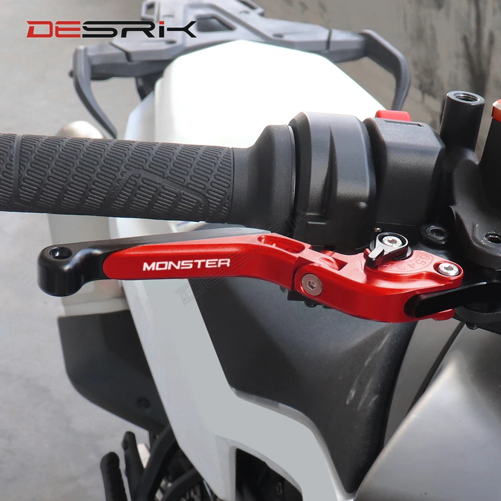 Motorcycle CNC Aluminum Adjustable Folding Extendable Brake Clutch Levers For DUCATI MONSTER 696 796 695 620 400 Monster LOGO