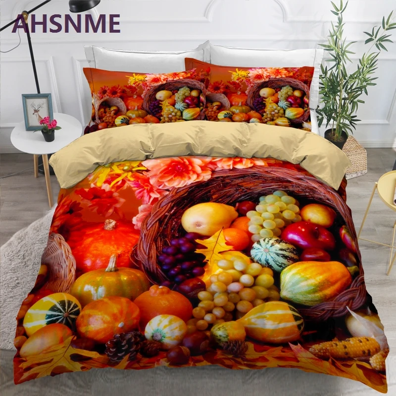 Imagem -03 - Ahsnme 3d Outono Floresta Profunda Cênica Conjunto de Cama Vermelho Quilt Cover com Fronha sem Folhas Consolador Conjuntos Cama Rainha Rei Tamanho