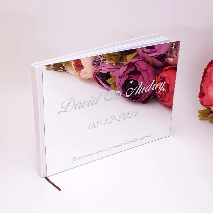 

25x18cm Personalized Engravced Acrylic Mirror Wedding Custom Acrylic Mirror White Blank Party Favors Photo Album